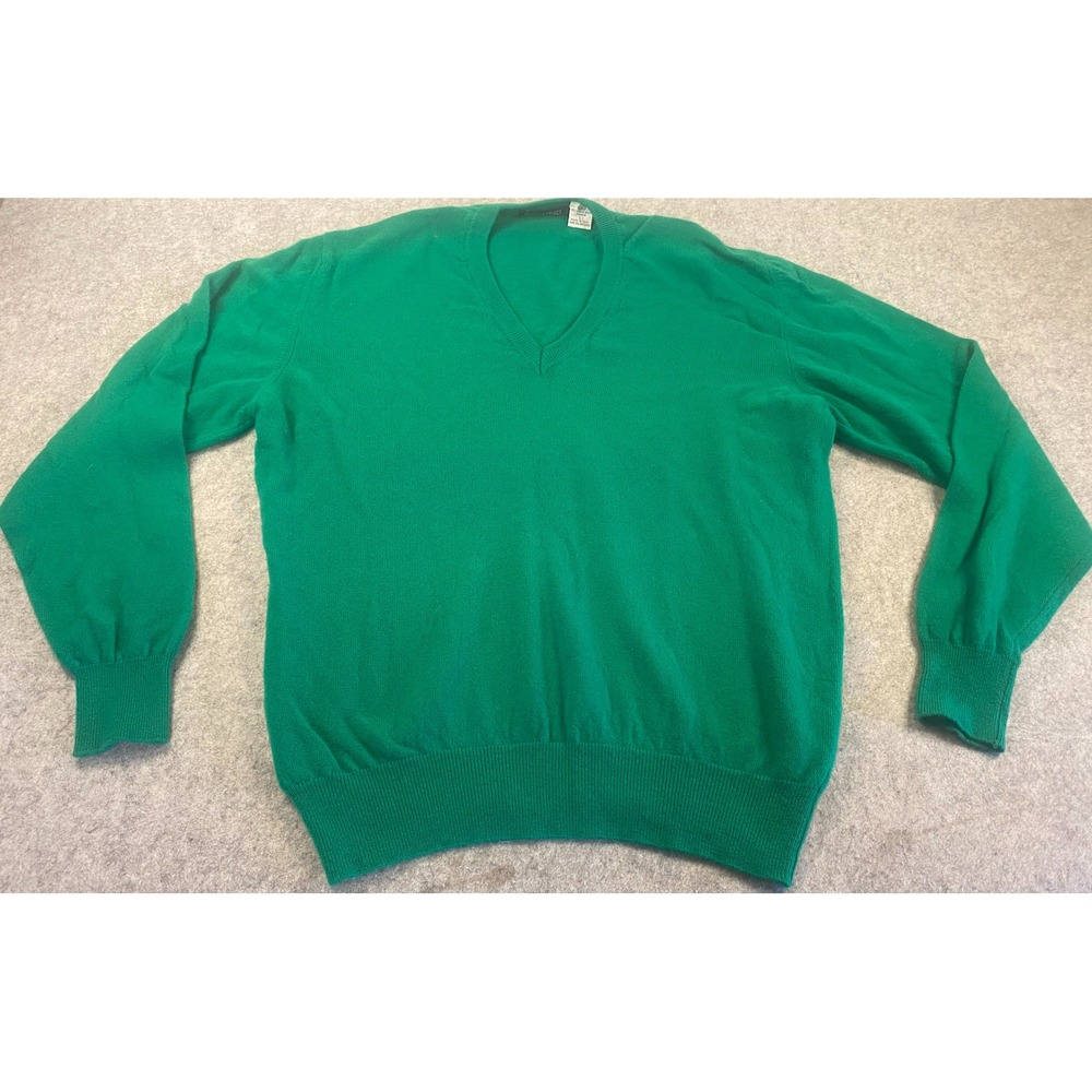 Architect Green 100% Virgin Wool‎ VNeck Sweater Made in Italy Size L UNISEX VNTG